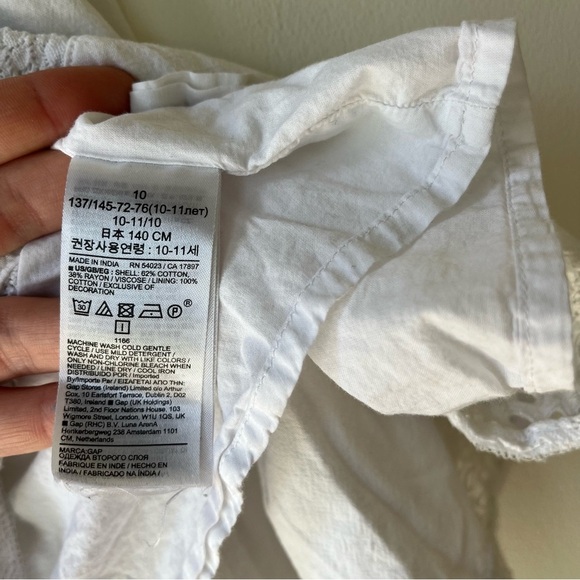 GAP Teen White Eyelet Tiered Sundress Size 10 Youth Summer Cotton Blend - Picture 6 of 12